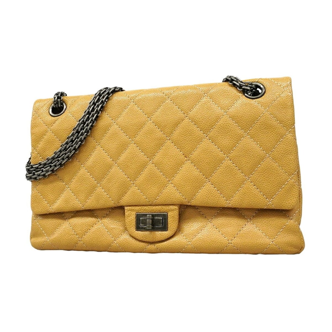 Chanel Shoulder Bag 2.55 Matelassé Double Flap Chain Caviar Leather Beige Women's: --- Catalog ---Category: SizeSize (HxWxD): 18cm x 28.5cm x 9cm / 7.08'' x 11.22'' x 3.54''Category: DesignType: Shoulder bagColor: BeigeGender: WomenMaterial: Grained Calfskin Hardware Color: SilverCa