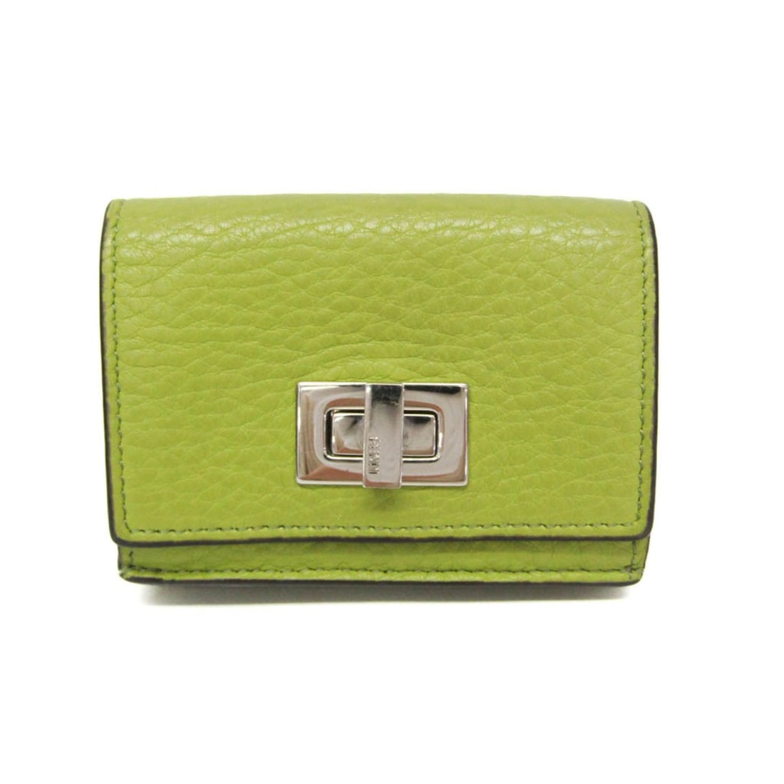 Fendi Peekaboo 8M0426 Women's Leather Wallet (tri-fold) Light Green: --- Catalog ---Category: SizeSize (HxWxD): 7cm x 9.5cm x 1.5cm / 2.75'' x 3.74'' x 0.59''Category: DesignType: Wallet (tri-fold)Color: Light greenGender: WomenClosure: Snap fastener, Turn lockMaterial