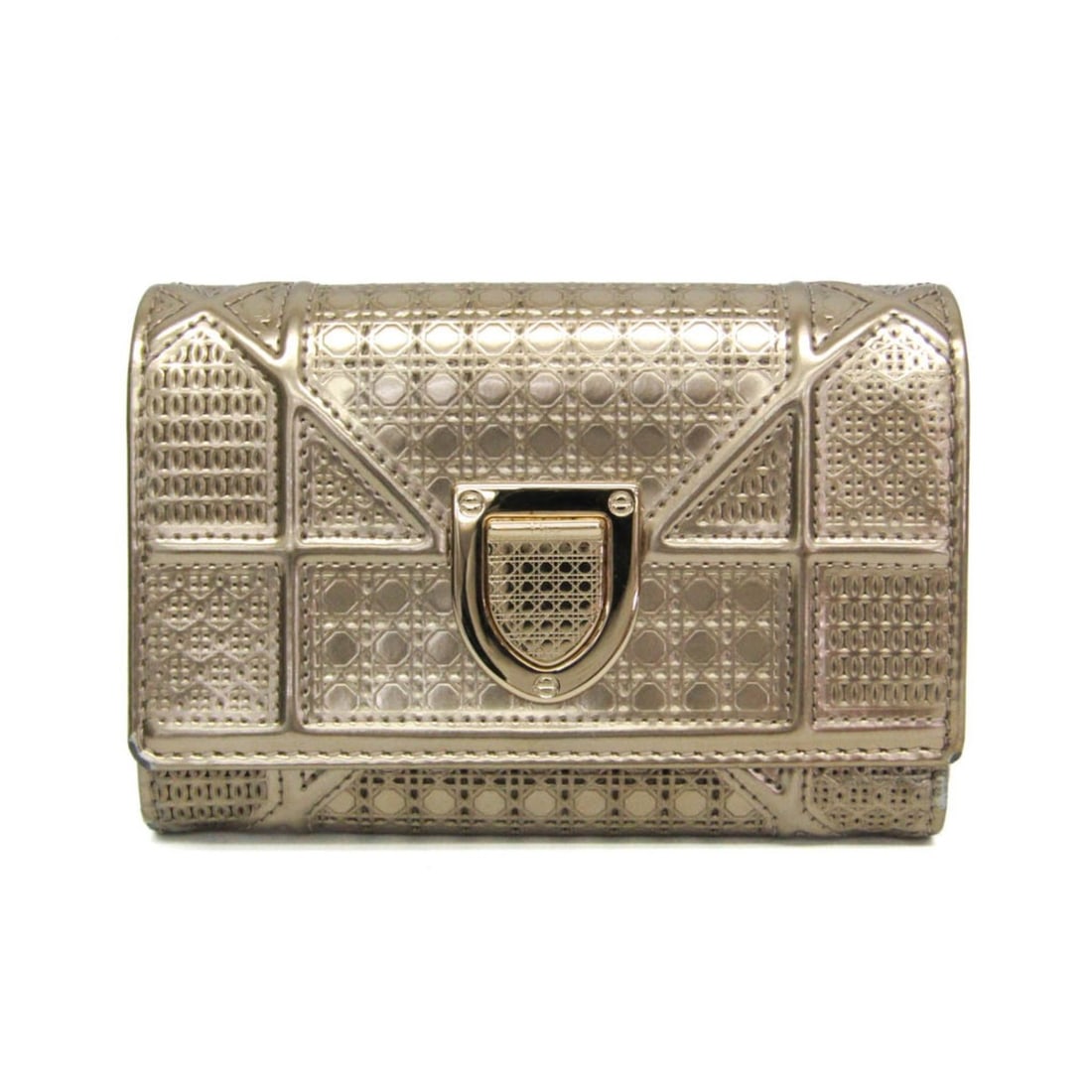 Christian Dior Diorama Women's Patent Leather Wallet (tri-fold) Champagne Gold (1 of 18)