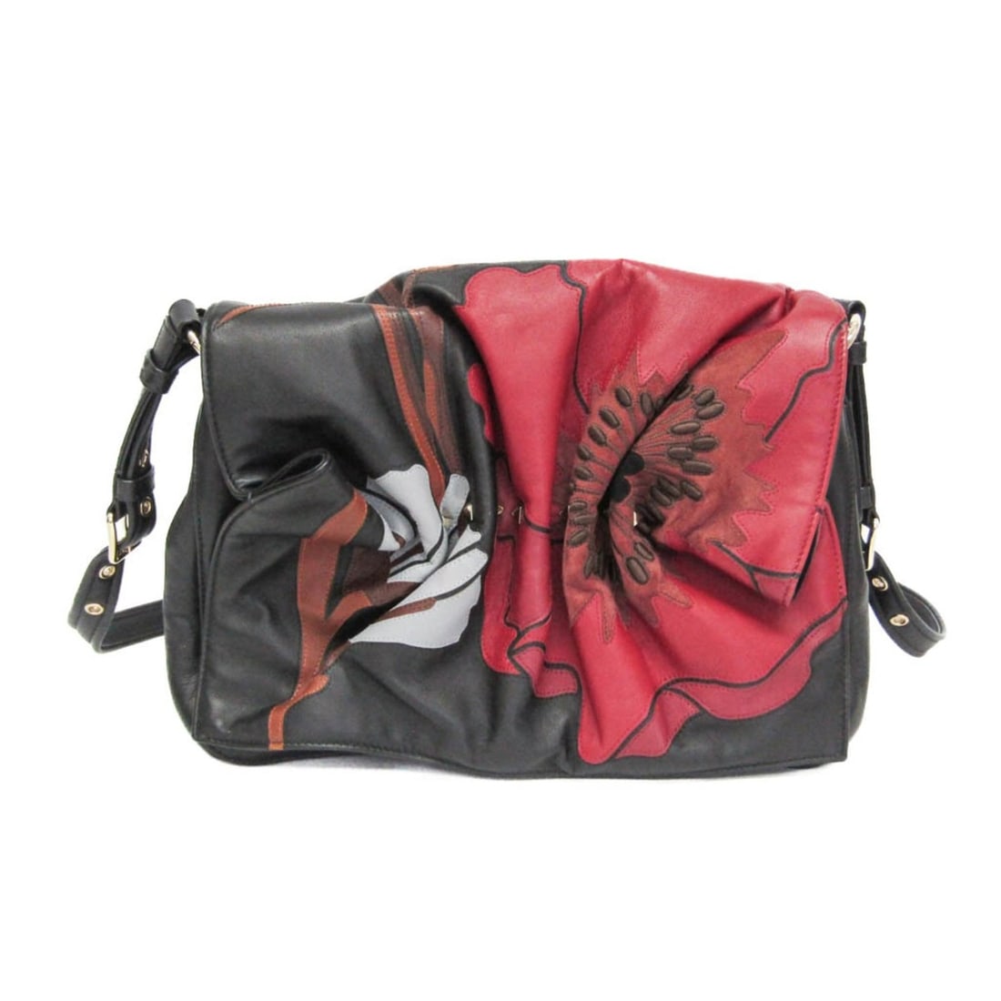 Valentino Garavani Bloomy QW0B0C81GQS Women's Leather Shoulder Bag Black,Brown,Red Color: --- Catalog ---Category: SizeSize (HxWxD): 22cm x 29cm x 12cm / 8.66'' x 11.41'' x 4.72''Strap Length: 101cm - 120cm / 39.76'' - 47.24''Category: DesignType: Shoulder bagColor: Black, Brown, Red color