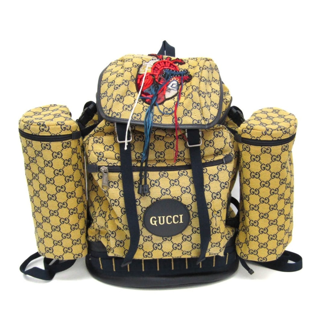 Gucci GG Canvas Heart Patch 562911 Men's GG Canvas,Leather Backpack Dark Navy,Yellow: --- Catalog ---Category: SizeSize (HxWxD): 45cm x 32.5cm x 18cm / 17.71'' x 12.79'' x 7.08''Strap Length: 55cm - 145cm / 21.65'' - 57.08''Category: DesignType: BackpackColor: Dark navy, YellowGender: 