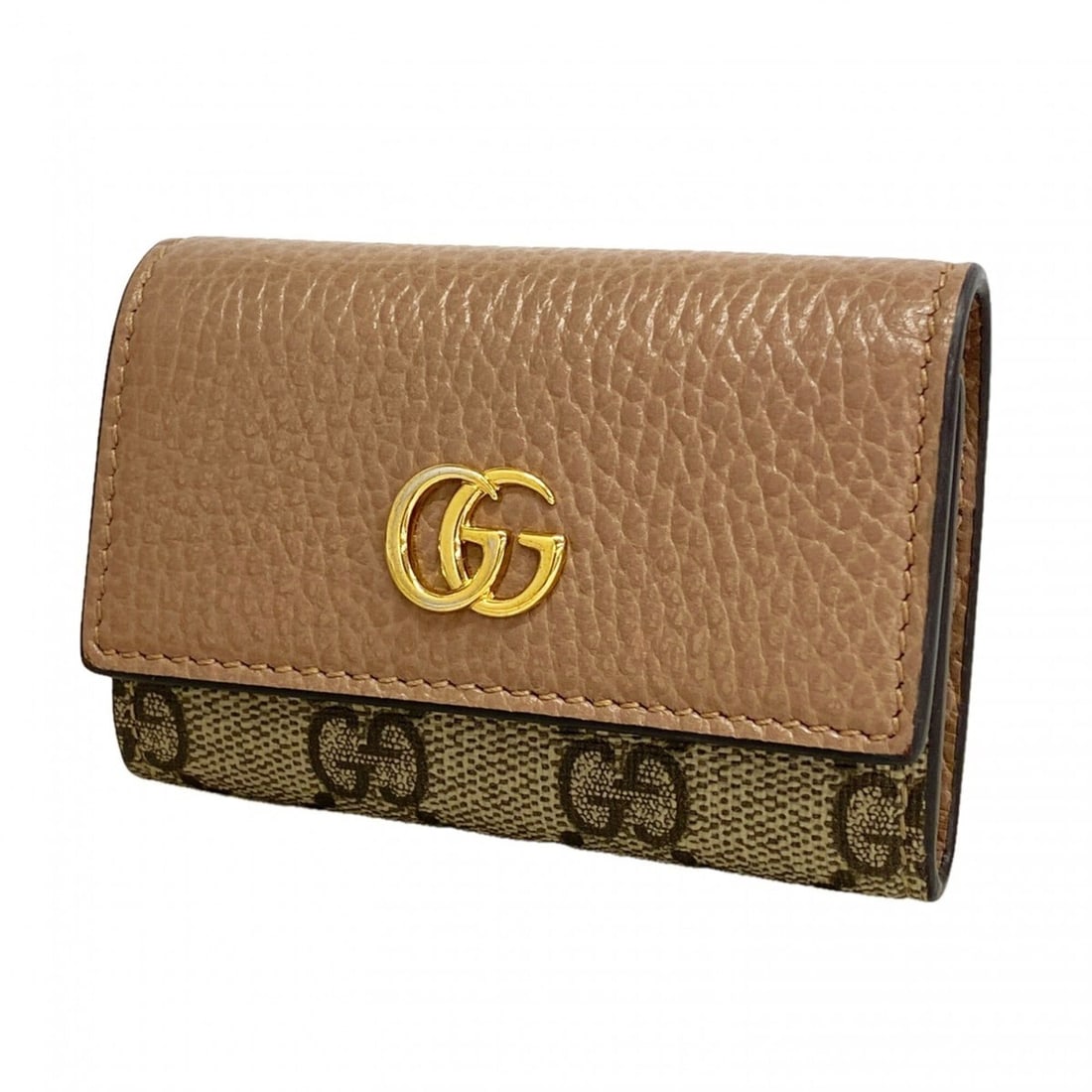 Gucci accessory/key case, GG Supreme Marmont, 456118, leather, beige/brown, women's.: --- Catalog ---Category: DesignType: KeycaseColor: Beige, BrownGender: WomenMaterial: PVC , Leather Category: GeneralMPN: 456118Brand: GucciCategory: Physical PropertiesSize (HxWxD): 7cm x 9.5cm x 2cm