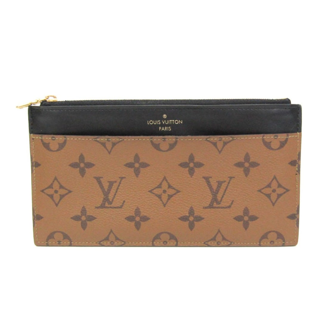 Louis Vuitton Monogram Reverse Slim Purse M80390 Men,Women Monogram Reverse Long Wallet (bi-fold): --- Catalog ---Category: SizeSize (HxWxD): 11cm x 19.5cm x 5.00mm / 4.33'' x 7.67'' x 0.19''Category: DesignType: Long wallet (bi-fold)Color: Black, BrownGender: Men,WomenClosure: ZipperMaterial: Mono