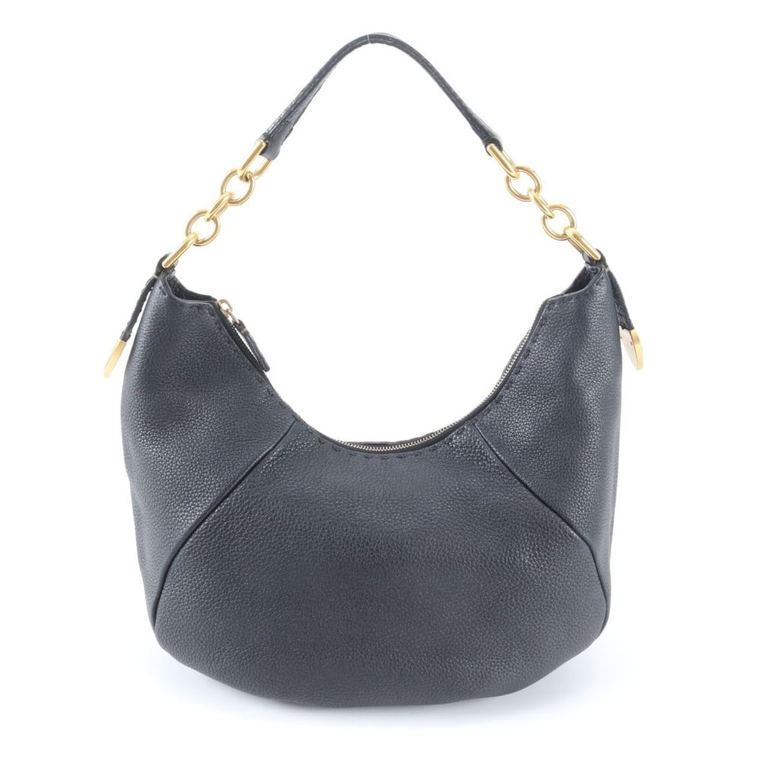 Excellent condition Fendi Selleria Moon leather shoulder bag/handbag in black. Brand name, women's.: --- Catalog ---Category: SizeSize (HxWxD): 25cm x 30cm x 7cm / 9.84'' x 11.81'' x 2.75''Category: DesignType: Handbag, Shoulder bagColor: BlackGender: WomenMaterial: Leather Category: GeneralBrand: Fe