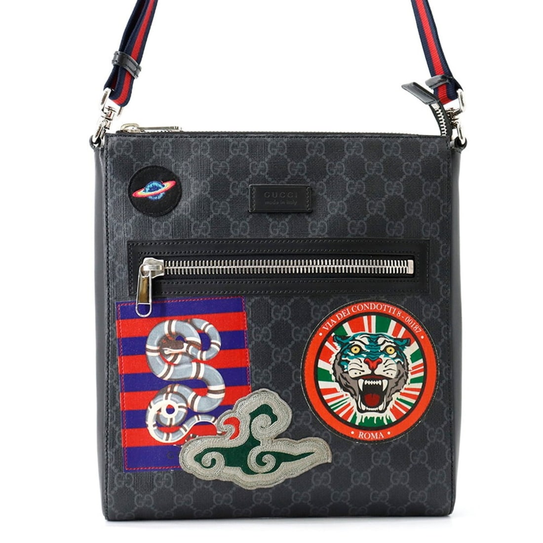Gucci GG Supreme Courier Shoulder Bag, Handbag 474137, GUCCI for Men, Black, Handbag, Men's: --- Catalog ---Category: SizeSize (HxWxD): 31cm x 27cm x 4.5cm / 12.2'' x 10.62'' x 1.77''Category: DesignType: Messenger bag, Shoulder bagColor: Black, Blue, Red colorGender: MenMaterial: PVC , Leath
