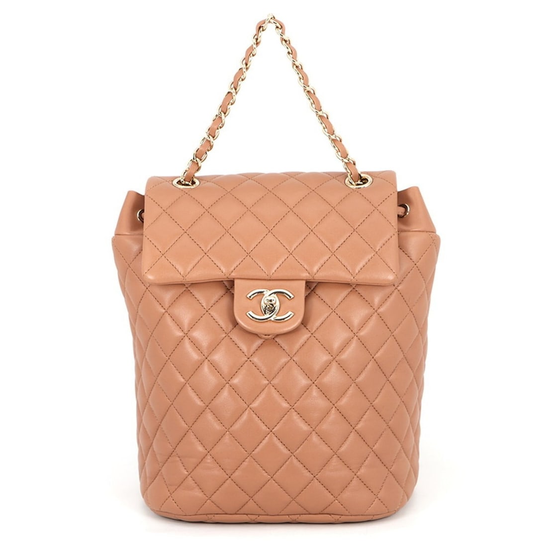 Chanel Matelassé Backpack with Coco Mark, Lambskin, A91121. CHANEL backpack, handbag, women's.: --- Catalog ---Category: SizeSize (HxWxD): 25cm x 21cm x 11.5cm / 9.84'' x 8.26'' x 4.52''Category: DesignType: BackpackColor: BrownGender: WomenMaterial: Leather Leather/Fur Type: LambskinCategory: G
