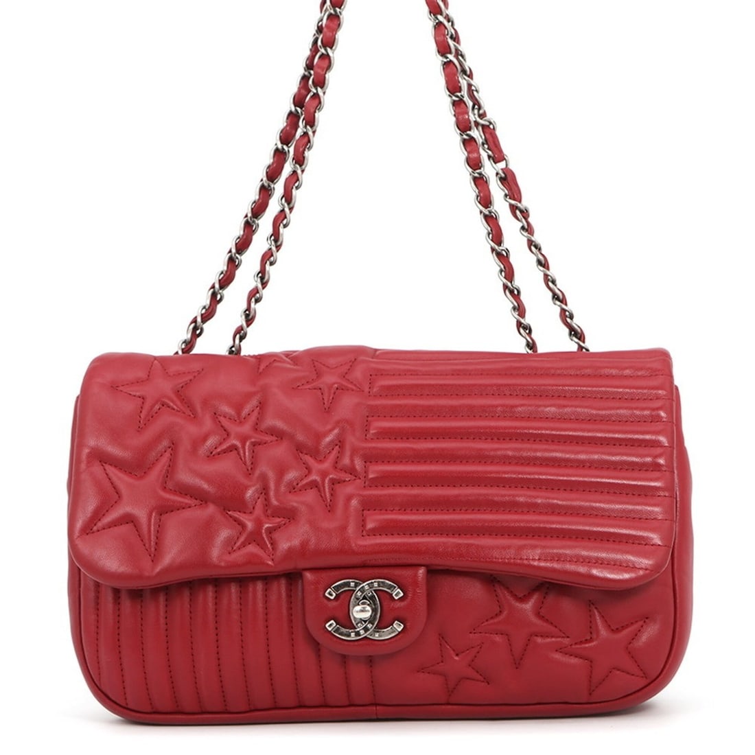 Chanel Chain Shoulder Bag, Coco Mark Star, Lambskin, CHANEL 2-way Handbag, Women's: --- Catalog ---Category: SizeSize (HxWxD): 16.5cm x 29cm x 6cm / 6.49'' x 11.41'' x 2.36''Category: DesignType: Shoulder bagColor: Red colorGender: WomenMaterial: Leather Leather/Fur Type: LambskinCat