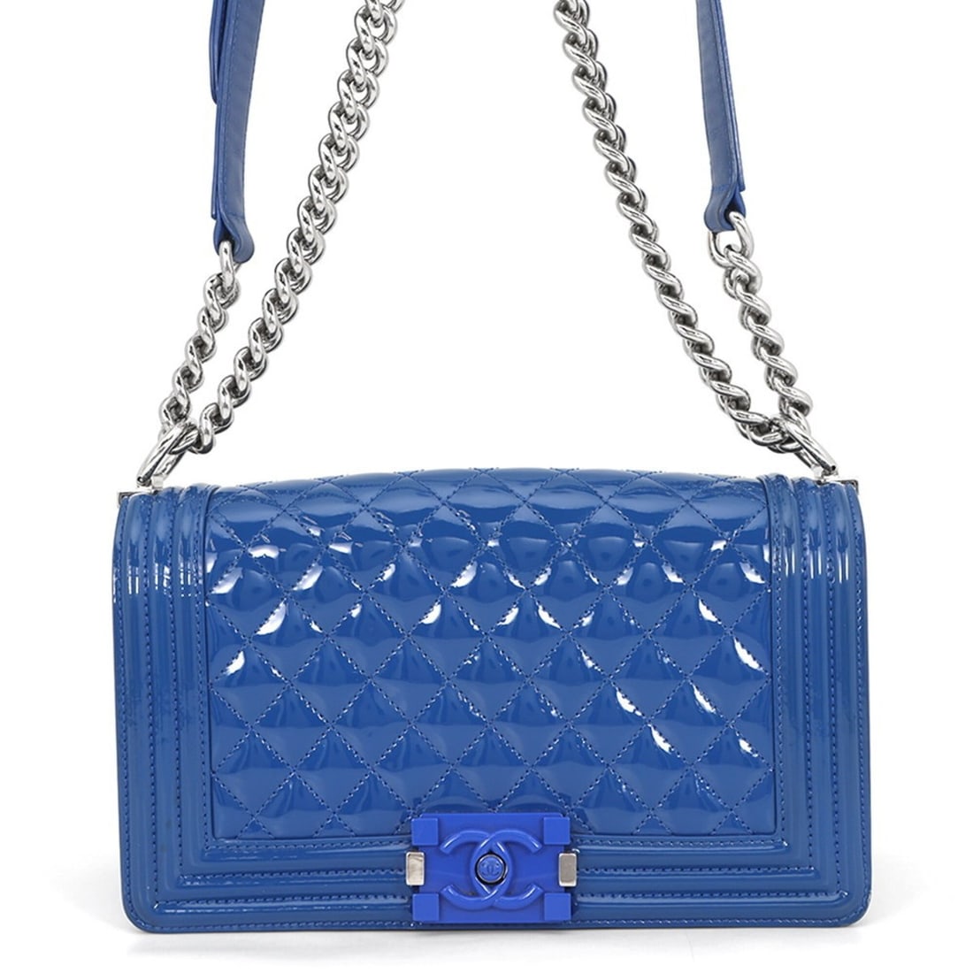 Chanel Chain Shoulder Bag Boy 25 Matelassé Coco Mark Patent A67086 CHANEL Handbag Women's: --- Catalog ---Category: SizeSize (HxWxD): 14.5cm x 25cm x 7cm / 5.7'' x 9.84'' x 2.75''Category: DesignType: Shoulder bagColor: BlueGender: WomenMaterial: Patent leather Category: GeneralBrand: Chane