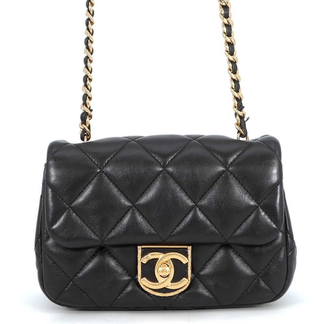 Chanel Chain Shoulder Bag Matelassé Coco Mark Lambskin AS3473 CHANEL Flap Handbag Black Women's: --- Catalog ---Category: SizeSize (HxWxD): 10.5cm x 18cm x 6cm / 4.13'' x 7.08'' x 2.36''Category: DesignType: Shoulder bagColor: BlackGender: WomenMaterial: Leather Leather/Fur Type: LambskinCategory