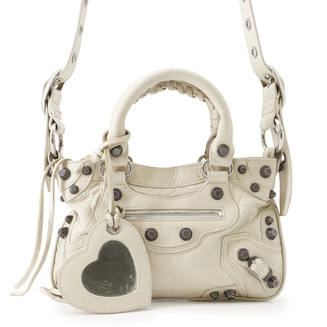 Balenciaga Neo Cagoll S Handbag, Arena Lambskin, 751523, BALENCIAGA 2-way, White.: --- Catalog ---Category: SizeSize (HxWxD): 15cm x 23cm x 5cm / 5.9'' x 9.05'' x 1.96''Category: DesignType: HandbagColor: WhiteGender: WomenMaterial: Leather Leather/Fur Type: LambskinCategory: Genera