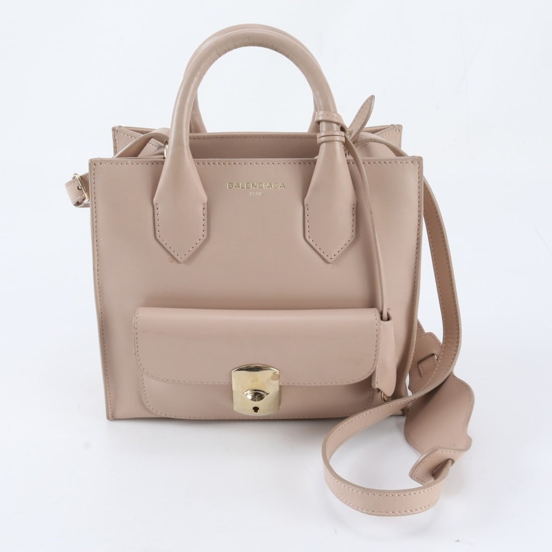 Excellent condition Balenciaga Padlock Mini All Afternoon Leather 2-Way Shoulder Bag/Crossbody: --- Catalog ---Category: SizeSize (HxWxD): 19cm x 21cm x 9cm / 7.48'' x 8.26'' x 3.54''Category: DesignType: Handbag, Shoulder bagColor: Beige pinkGender: WomenMaterial: Leather Category: GeneralBrand