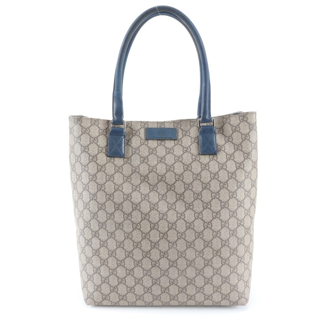 Excellent condition Gucci GG Supreme 131220 leather tote bag/handbag/shoulder bag for men.: --- Catalog ---Category: SizeSize (HxWxD): 34cm x 29cm x 14cm / 13.38'' x 11.41'' x 5.51''Category: DesignColor: Beige, BlueGender: MenMaterial: Leather , Coated canvas Category: GeneralMPN: 131220Bra