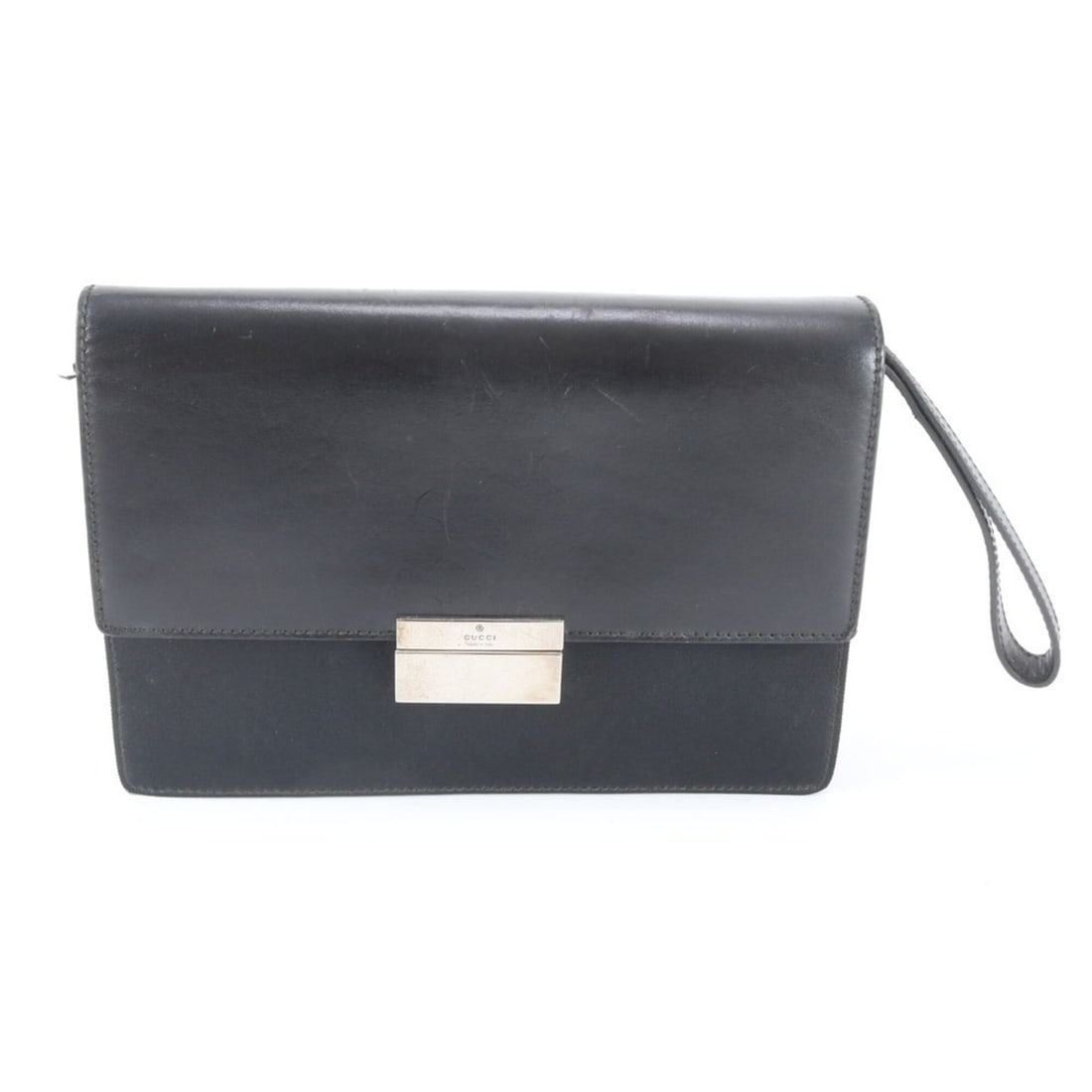 Gucci 018 1613 Leather Nylon Second Bag Clutch Handbag Pouch Black Men's (1 of 10)