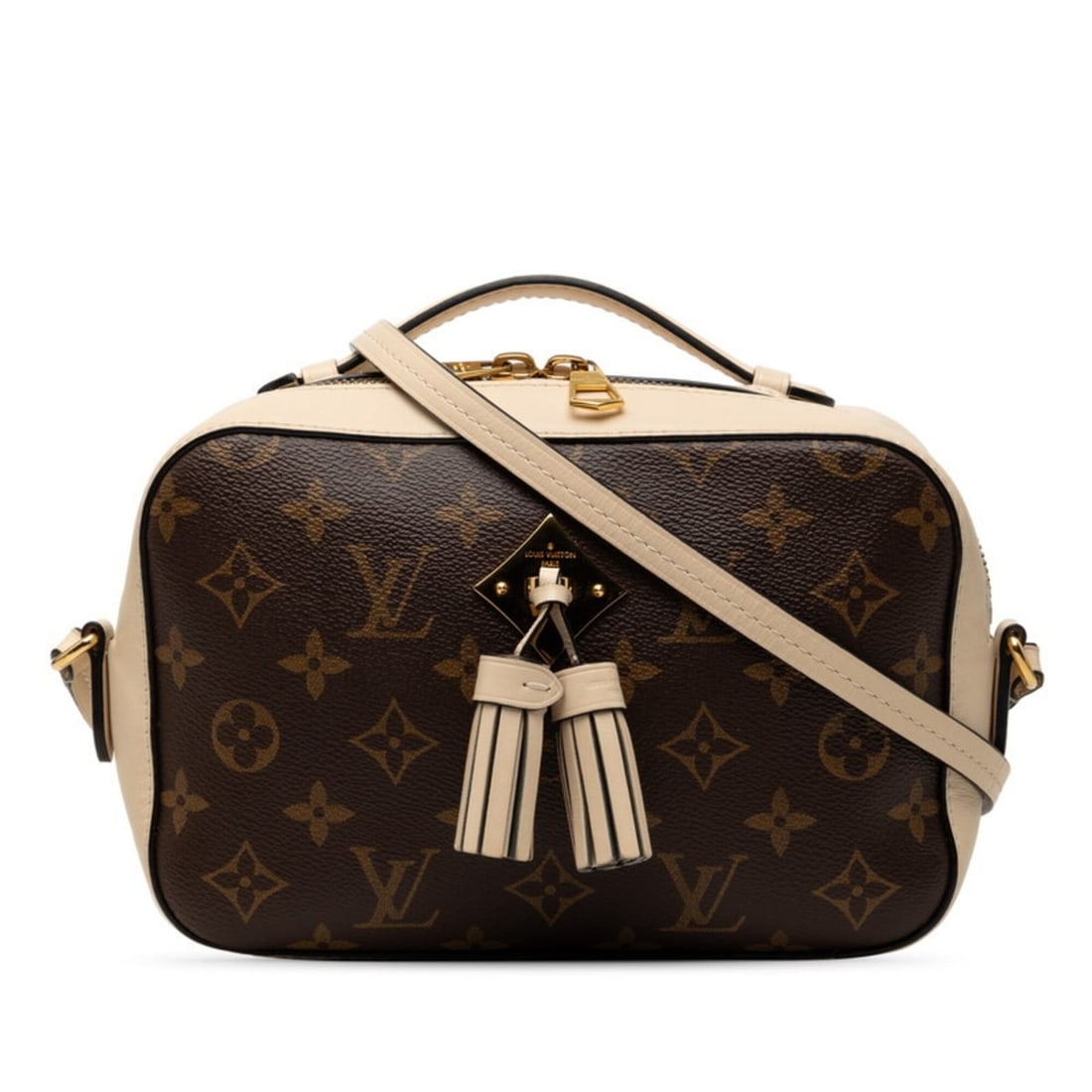 Louis Vuitton Monogram Saint-Onge Handbag, Crossbody Shoulder Bag, M43559, Brown/Beige Leather,: --- Catalog ---Category: SizeSize (HxWxD): 14cm x 21cm x 7cm / 5.51'' x 8.26'' x 2.75''Category: DesignType: Handbag, Shoulder bagColor: Beige, BrownGender: WomenMaterial: Leather , PVC Category: Gene