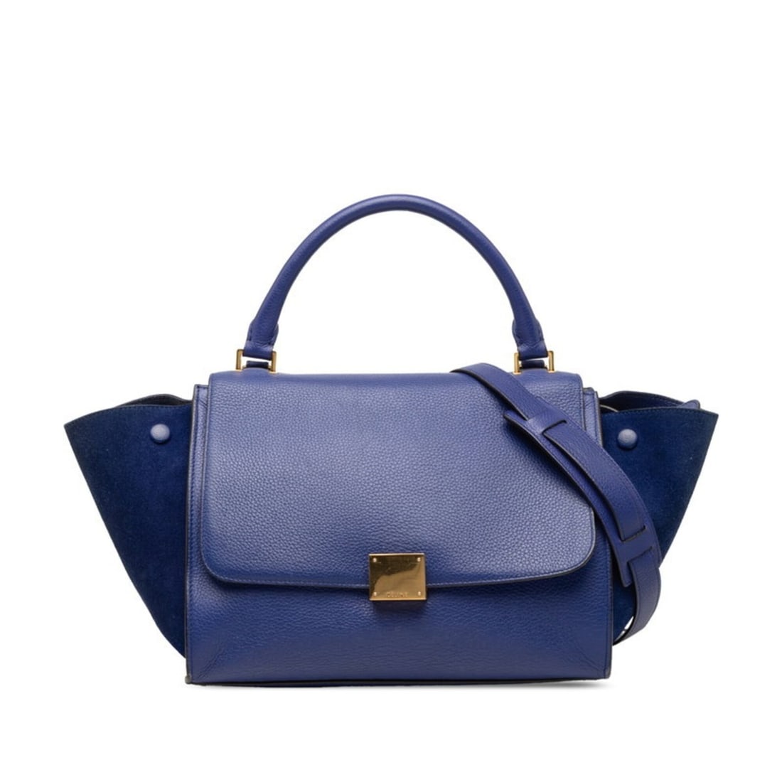 Celine Trapeze Handbag/Shoulder Bag, 2-Way, Tricolor Blue Suede Leather, Women's CELINE: --- Catalog ---Category: SizeSize (HxWxD): 27cm x 20.5cm x 15cm / 10.62'' x 8.07'' x 5.9''Category: DesignType: Handbag, Shoulder bagColor: BlueGender: WomenMaterial: Suede , Leather Category: General