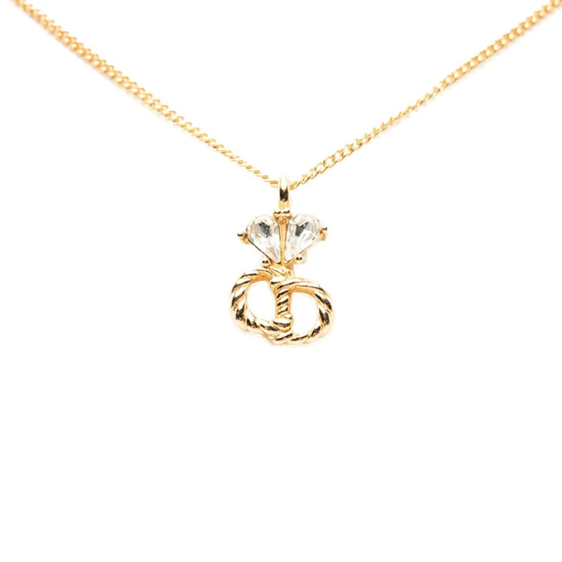 Christian Dior Dior CD Logo Chain Pendant Necklace, Gold Plated Rhinestone, Women's.: --- Catalog ---Category: SizePendant Size: 22mm x 12mm / 0.86'' x 0.47''Neck Circumference: 44 cm / 17.32''Category: DesignColor: GoldGender: WomenMaterial: RhinestoneNecklace Type: NecklaceCategory: 