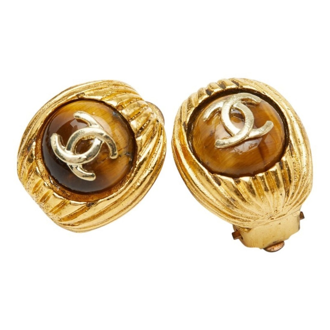 Chanel Vintage Coco Mark Earrings, Gold Plated, Stone, Women's CHANEL: --- Catalog ---Category: SizeSize (HxWxD): 9.60mm x 17.20mm / 0.38'' x 0.68''Category: DesignType: Clip earringsColor: GoldGender: WomenCategory: GeneralBrand: Chanel--- Item List ---Section: Conditio