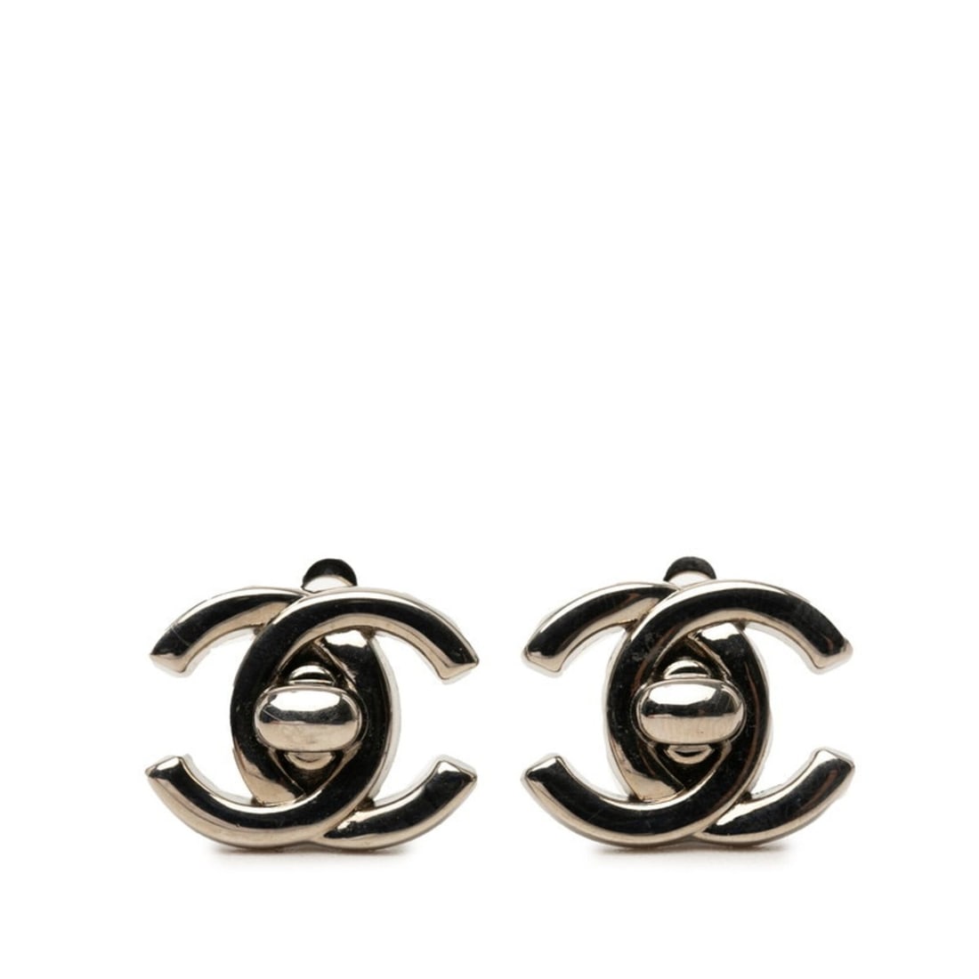 Chanel Coco Mark Vintage Earrings, 96P Stamped, Silver Metal, Women's CHANEL: --- Catalog ---Category: SizeSize (HxWxD): 17.30mm x 22.00mm / 0.68'' x 0.87''Category: DesignType: Clip earringsColor: SilverGender: WomenMaterial: MetalCategory: GeneralBrand: Chanel--- Item List --