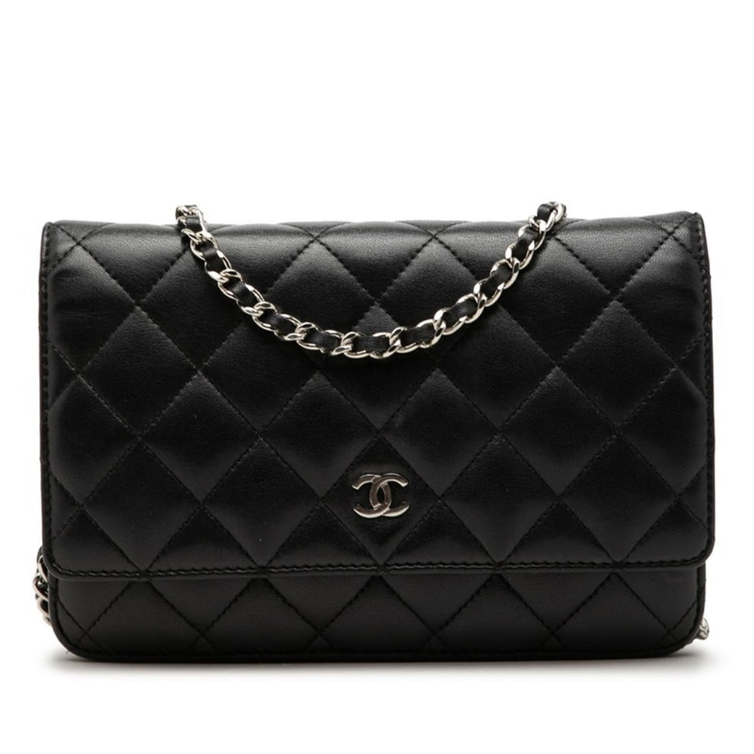 Chanel Coco Mark Matelassé Crossbody Chain Shoulder Bag Wallet A33814 Black Lambskin Women's CHANEL: --- Catalog ---Category: SizeStrap Drop: 61cm / 24.01''Size (HxWxD): 13cm x 19cm x 4cm / 5.11'' x 7.48'' x 1.57''Category: DesignType: Shoulder bagColor: BlackGender: WomenMaterial: Leather Leather/Fu