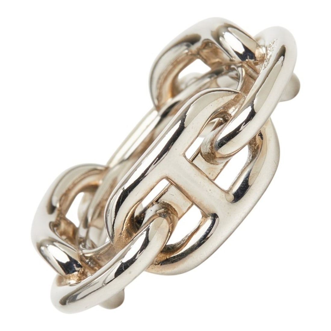 Hermes Legato Chaine d'Ancre Scarf Ring, Silver Metal, Women's: --- Catalog ---Category: DesignType: Scarf ringColor: SilverGender: WomenMaterial: Metal Category: GeneralBrand: Hermes--- Item List ---Section: ConditionRanking: Rank AB Used - Traces of usage, scrat