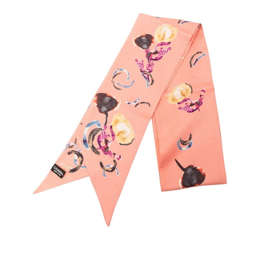 Chanel Coco Mark Flower Scarf Muffler 11P Pink Silk Women's CHANEL (1 of 7)