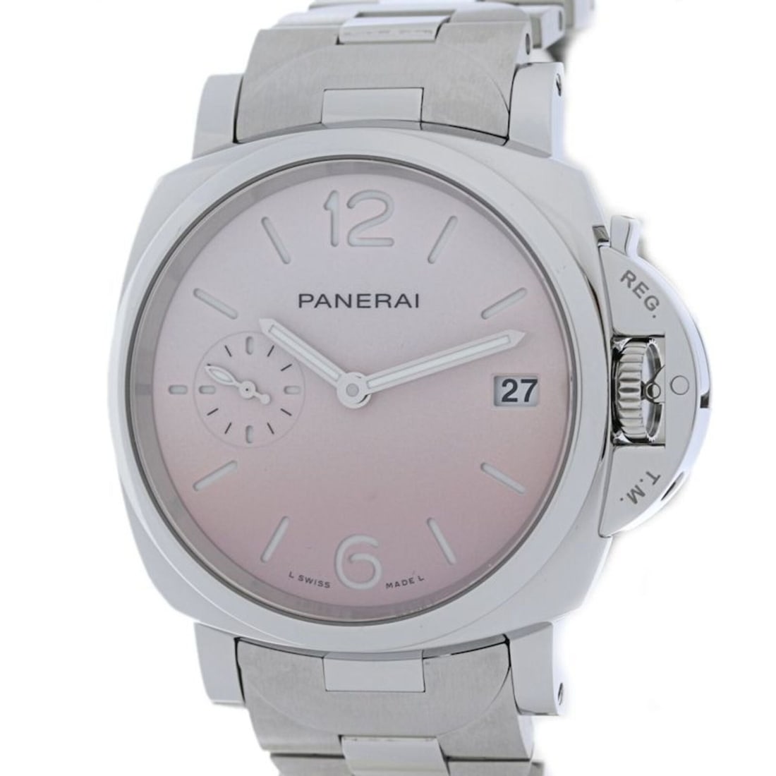 PANERAI Luminor Due Pastello PAM01319 Powder Pink Z-serial Women's Watch Stainless Steel 40442: --- Catalog ---Category: SizeWrist Size: 18.5cm / 7.28''Case Diameter: 38mm / 1.5''Category: DesignType: WristwatchGender: WomenColor (Dial): PinkMaterial (Band): Stainless steelMaterial (Case): Stain
