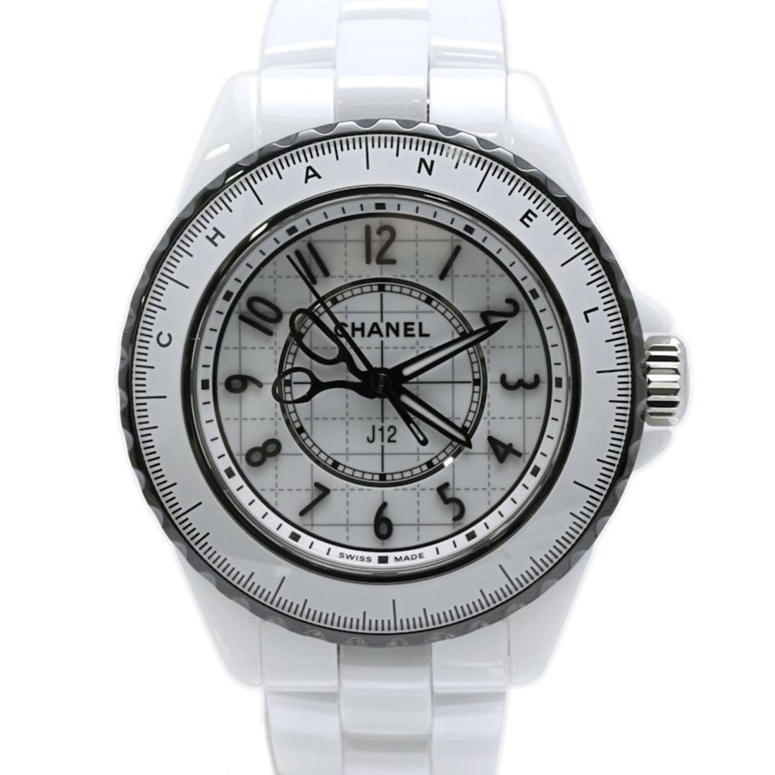 CHANEL J12 Couture H9763 Women's Watch, White Ceramic x Stainless Steel, 40446: --- Catalog ---Category: SizeWrist Size: 17cm / 6.69''Case Diameter: 33mm / 1.3''Category: DesignType: WristwatchGender: WomenColor (Dial): WhiteMaterial (Band): Ceramic, Stainless steelMaterial (Case