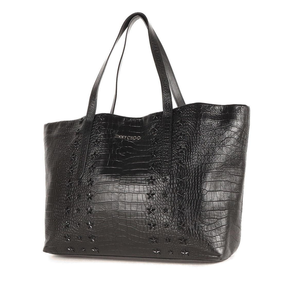 JIMMY CHOO bag, black, star stud embossed leather shoulder tote MADE IN ITALY, men's. (1 of 16)