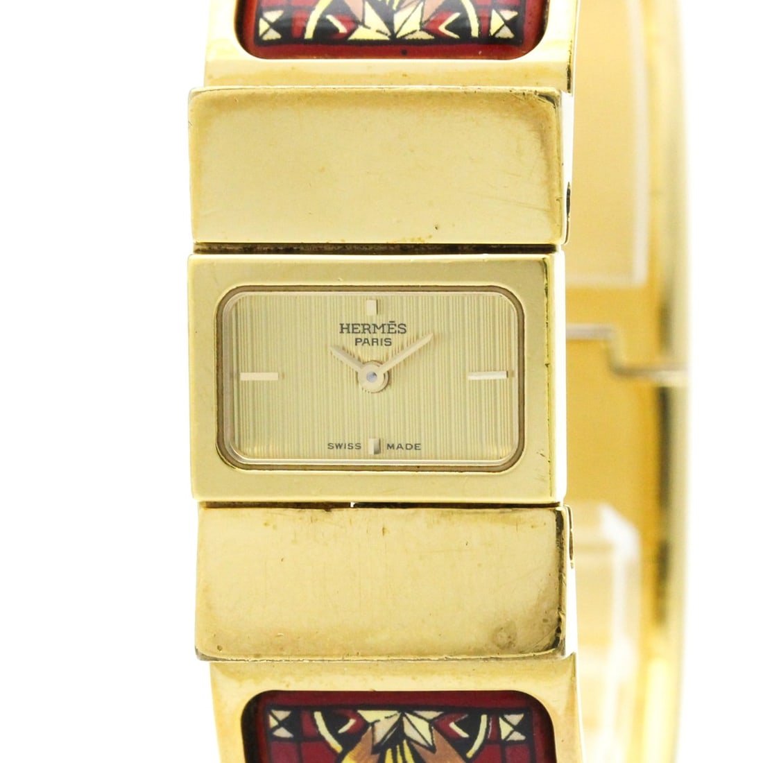 HERMES Loque Gold Plated Quartz Ladies Watch LO1.201: --- Catalog ---Category: SizeCase Diameter: 20mm / 0.79''Category: DesignType: WristwatchStyle: Dress/FormalGender: WomenColor (Dial): GoldMaterial (Band): Gold platedMaterial (Case): Gold platedCateg