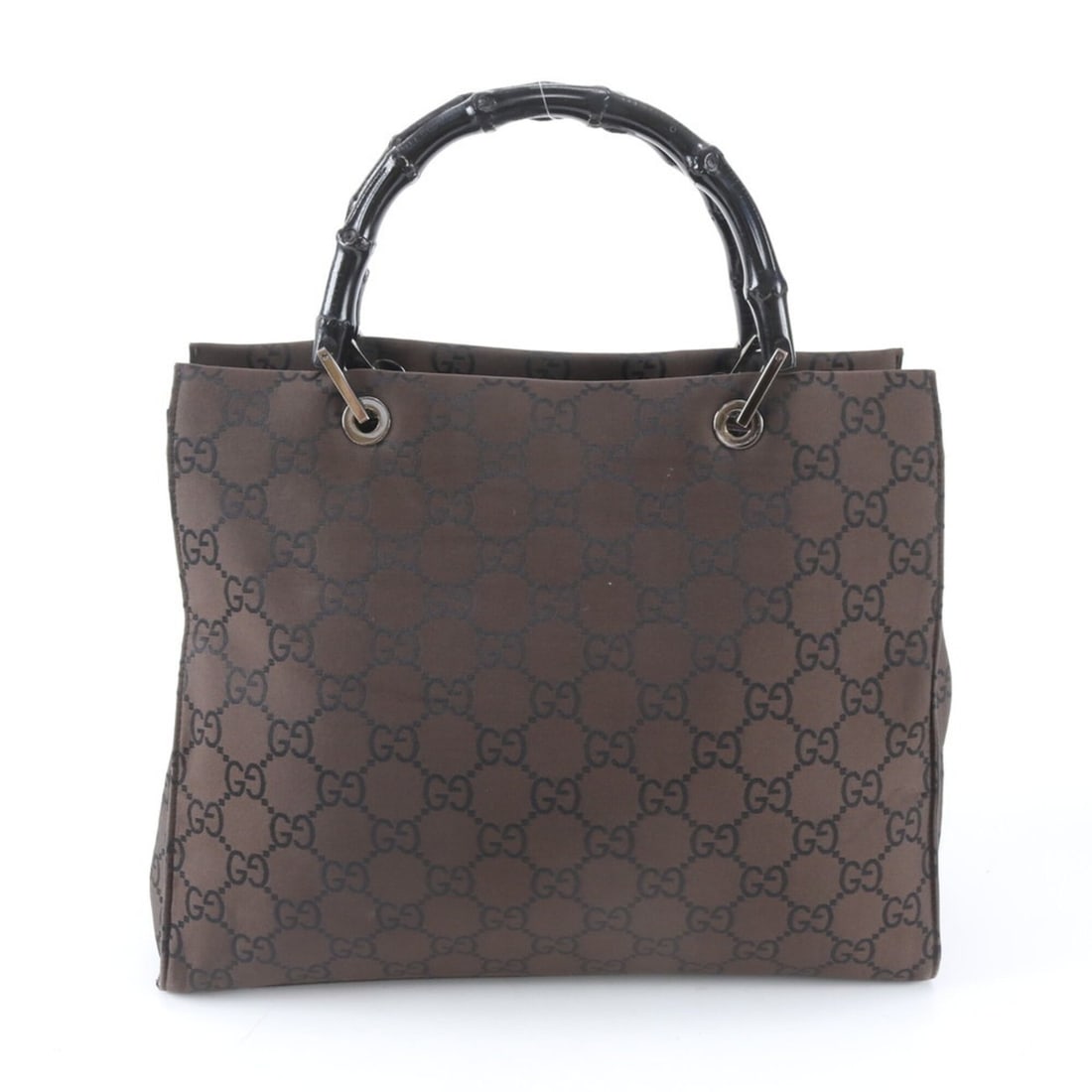 Excellent condition Gucci tote bag/handbag/shoulder bag with control card, Bamboo GG nylon, 002: --- Catalog ---Category: SizeSize (HxWxD): 28cm x 35cm x 11cm / 11.02'' x 13.77'' x 4.33''Handle Length: 37cm / 14.56''Category: DesignType: Handbag, Shoulder bag, Tote bagColor: Black, BrownGender: W