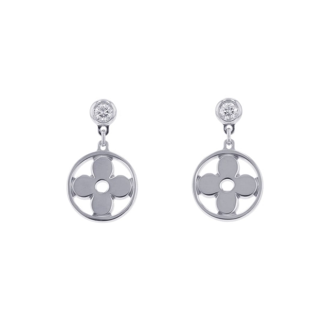 Louis Vuitton Monogram Idylle Earrings, 2 Diamonds, Approx. 0.08ct Total, 18K White Gold, Q96167,: --- Catalog ---Category: SizeSize (HxWxD): 13.80mm x 8.40mm / 0.54'' x 0.33''Category: DesignType: Stud earringsGender: WomenMaterial: White gold (18K)Category: GeneralMPN: Q96167Brand: Louis Vuitton-