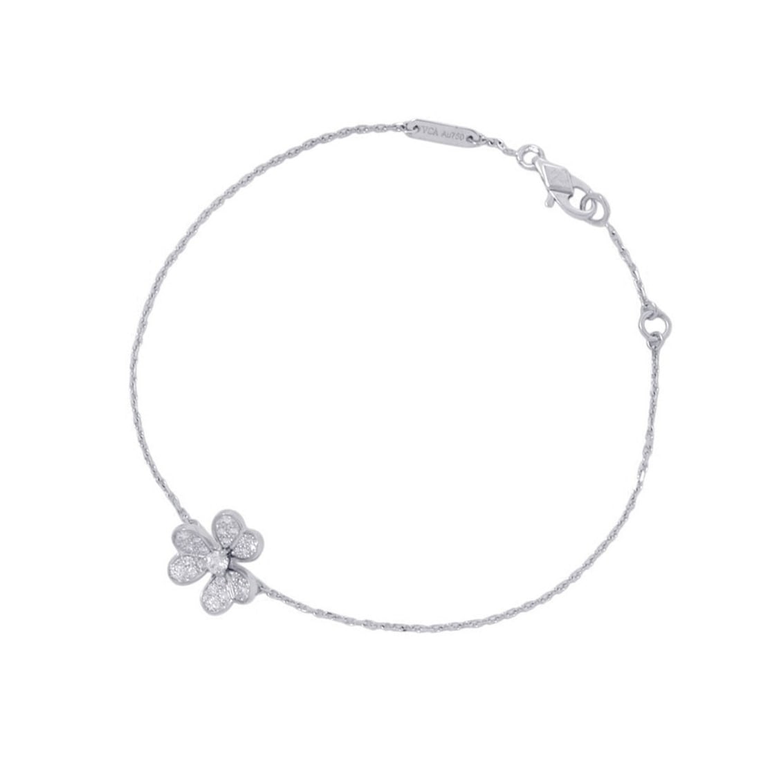Van Cleef & Arpels Frivole Mini Bracelet, 25 Diamonds (0.21ct total), 18K White Gold (VCARP3W200): --- Catalog ---Category: SizeLength: 16cm - 17.5cm / 6.29'' - 6.88''Category: DesignType: Charm braceletGender: WomenMaterial: White gold (18K)Category: GeneralMPN: VCARP3W200Brand: Van Cleef & Arpels