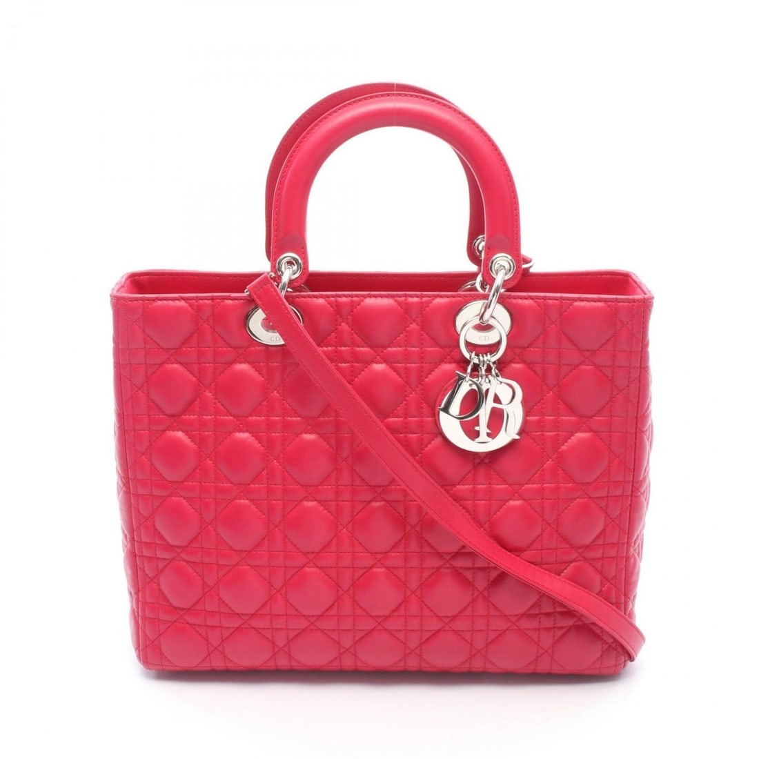 Christian Dior Dior Lady Large 2-Way Handbag, Leather, Women's, Pink: --- Catalog ---Category: SizeSize (HxWxD): 25cm x 32cm x 11cm / 9.84'' x 12.59'' x 4.33''Strap Length: 91cm / 35.82''Handle Length: 36cm / 14.17''Category: DesignType: HandbagColor: PinkGender: WomenM