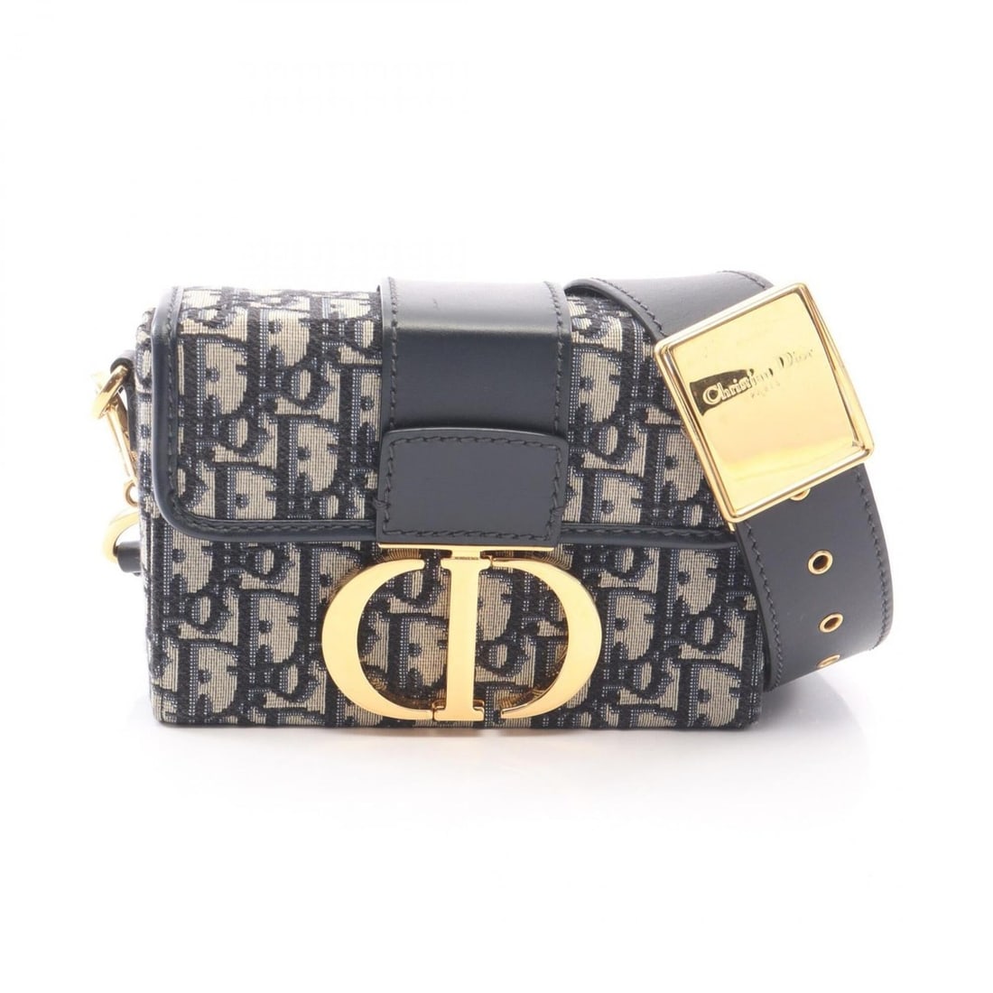Christian Dior Dior 30 Montaigne Box Oblique Shoulder Bag/Handbag, Canvas and Leather, Women's, Navy (1 of 11)