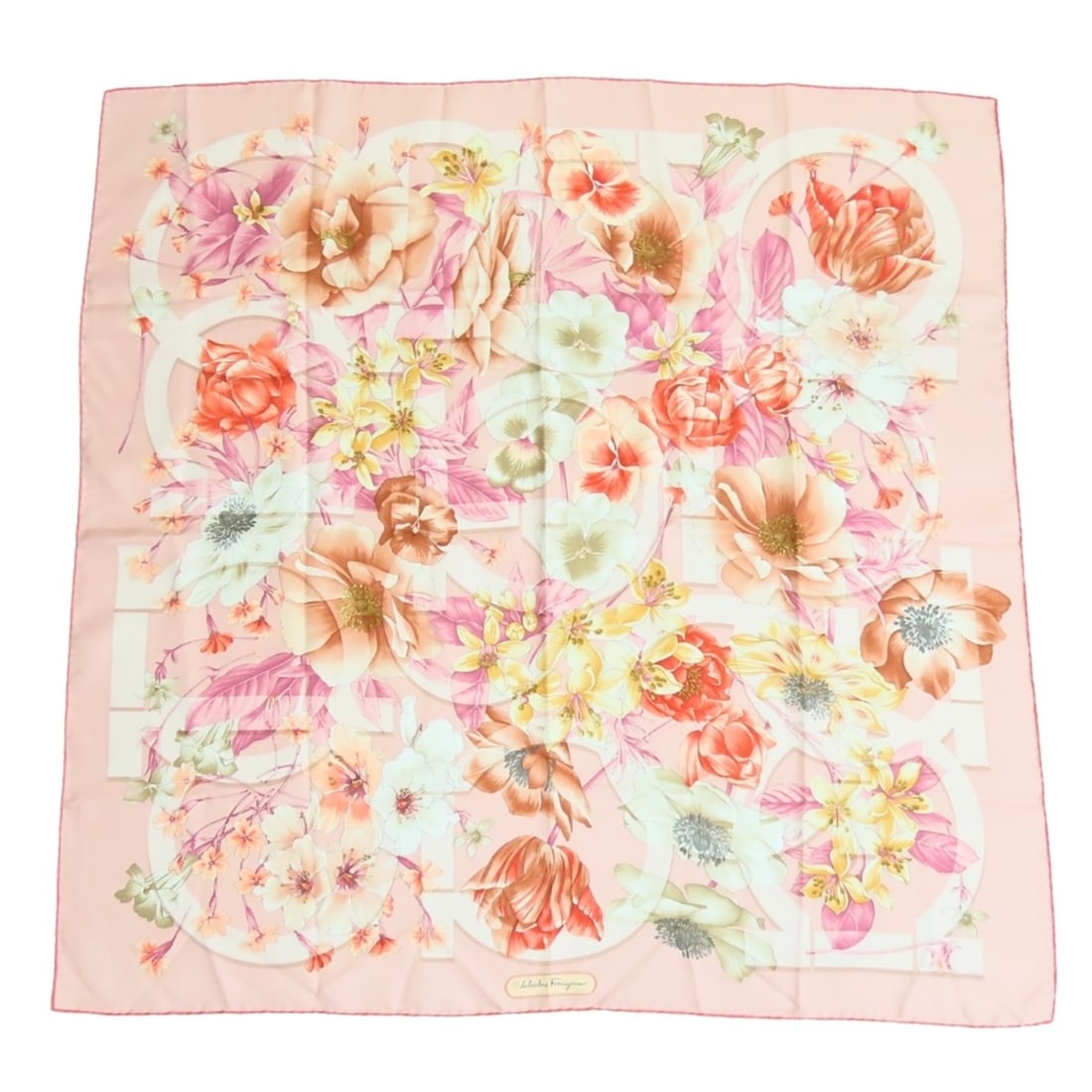 Salvatore Ferragamo Scarf/Muffler, Gancini Flower Silk, Pink, Women's: --- Catalog ---Category: SizeSize (LxW): 87cm x 87cm / 34.25'' x 34.25''Category: DesignType: ScarfColor: PinkGender: WomenMaterial: Silk Category: GeneralMPN: ????Brand: Salvatore Ferragamo--- Item L