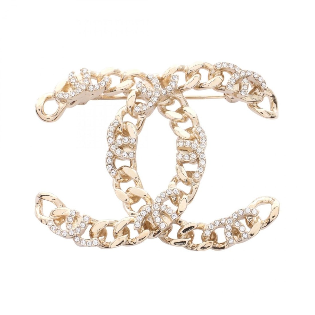 Chanel Coco Mark Brooch Accessory, Gold Plated (GP), Rhinestone, Women's, Tone, Clear Tone: --- Catalog ---Category: SizeSize (HxWxD): 4cm x 5.2cm / 1.57'' x 2.04''Category: DesignType: BroochColor: Clear, GoldGender: WomenMaterial: Gold plating, RhinestoneCategory: GeneralBrand: Chanel--- I