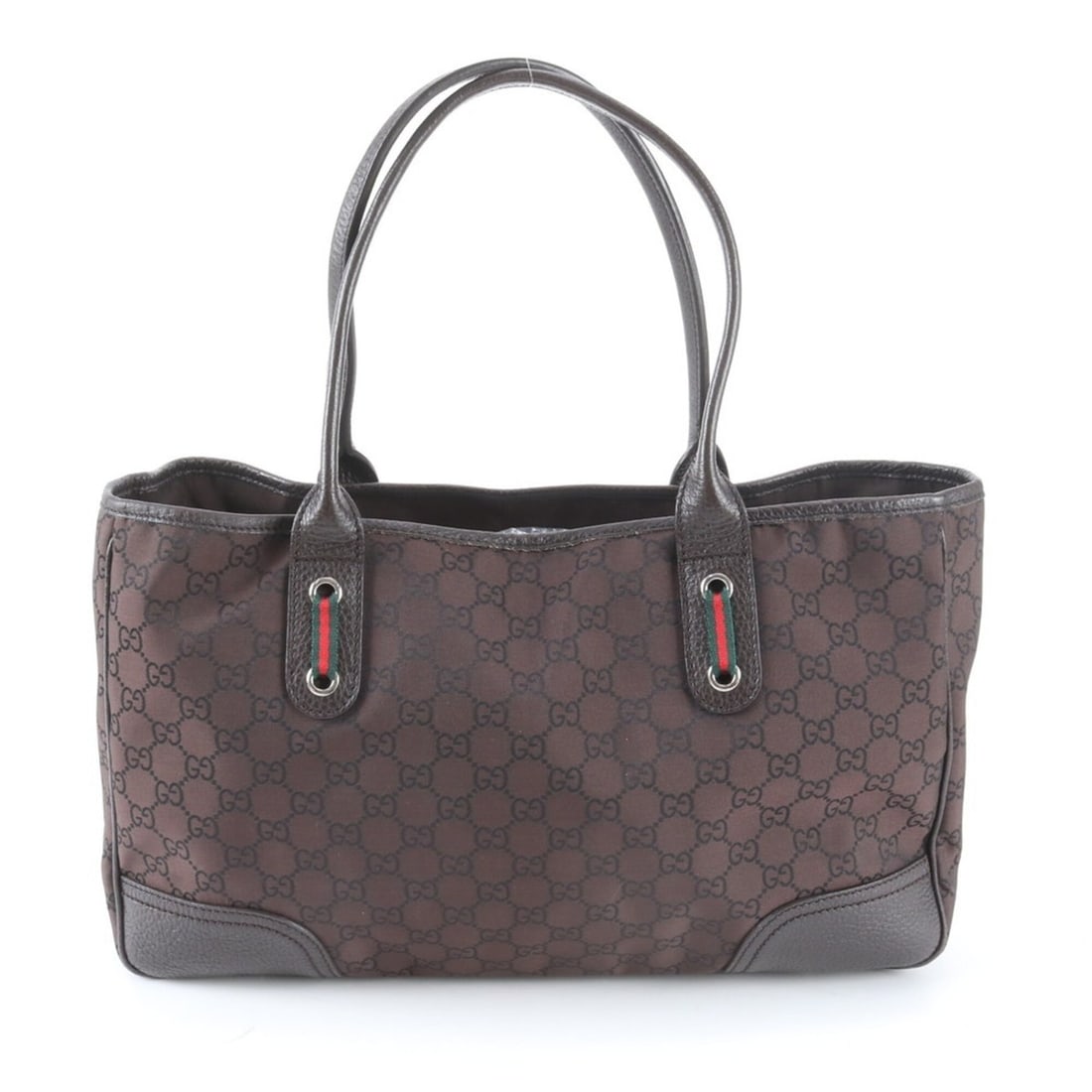 Excellent condition Gucci Sherry Line GG Nylon 293592 Leather Tote Bag Handbag Shoulder for Women: --- Catalog ---Category: SizeSize (HxWxD): 23cm x 37cm x 9cm / 9.05'' x 14.56'' x 3.54''Handle Length: 48cm / 18.89''Category: DesignType: Handbag, Tote bagColor: BrownGender: WomenMaterial: Nylon , L
