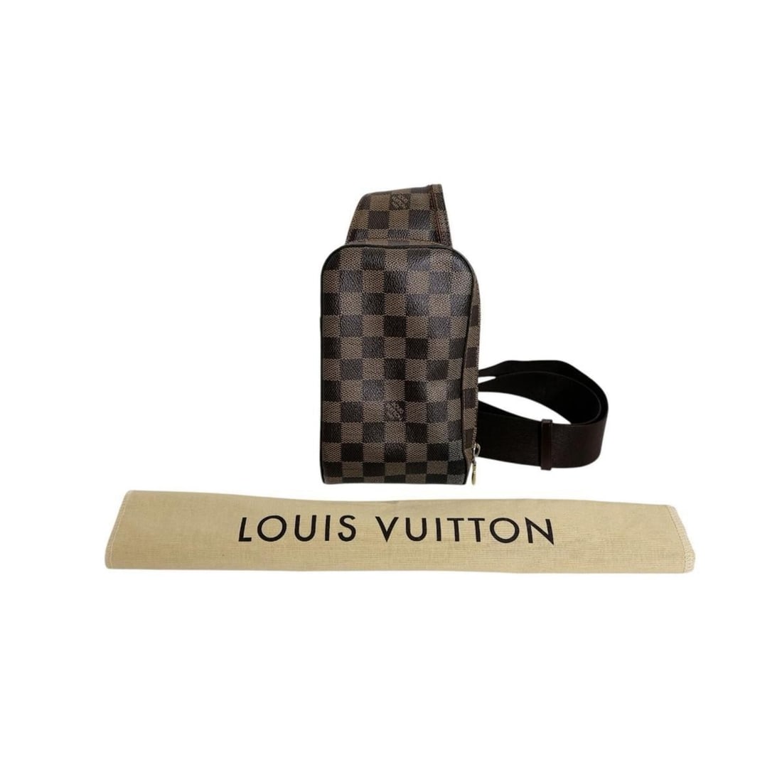 Louis Vuitton Geronimos Damier Canvas Body Bag/Waist Pouch, N51994, Brown: --- Catalog ---Category: SizeSize (HxWxD): 12cm x 20cm x 5cm / 4.72'' x 7.87'' x 1.96''Category: DesignType: Pouch, Sling bagColor: Brown, Galle, OrGender: UnisexMaterial: Damier Canvas Category: Gene