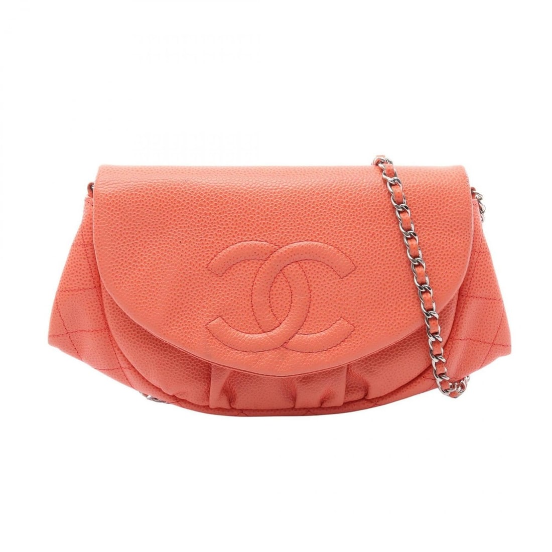 Chanel Half Moon Coco Mark Shoulder Bag/Handbag, Calfskin Leather, Women's, Orange: --- Catalog ---Category: SizeSize (HxWxD): 14cm x 25cm x 3cm / 5.51'' x 9.84'' x 1.18''Category: DesignType: Handbag, Shoulder bagColor: OrangeGender: WomenMaterial: Leather Hardware Color: SilverLeat