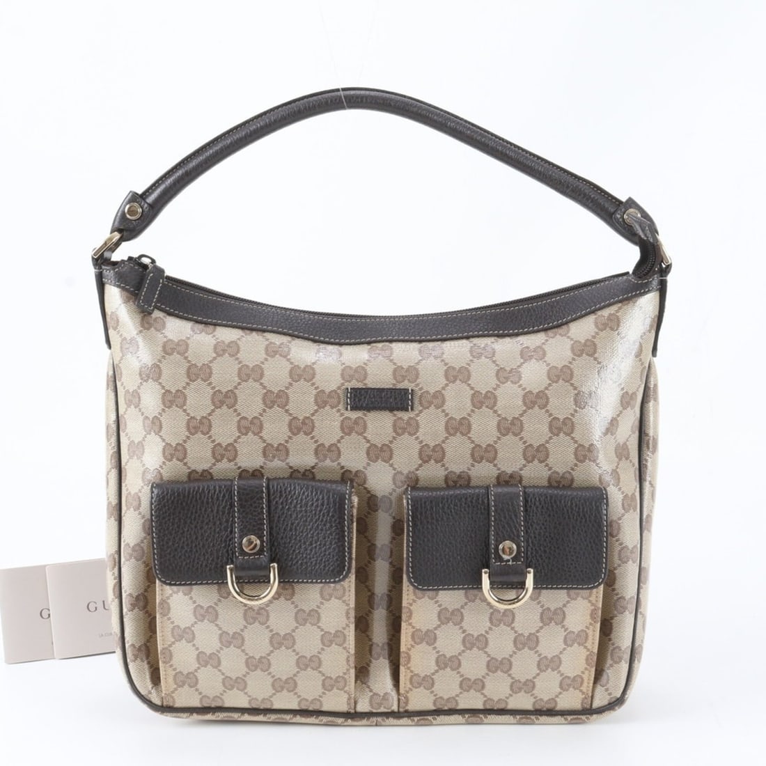 Excellent condition Gucci GG Crystal 293581 Leather Shoulder Bag/Handbag, Brown, Women's.: --- Catalog ---Category: SizeSize (HxWxD): 26cm x 30cm x 11cm / 10.23'' x 11.81'' x 4.33''Category: DesignType: Handbag, Shoulder bagColor: Beige, BrownGender: WomenMaterial: Leather , Coated canvas C