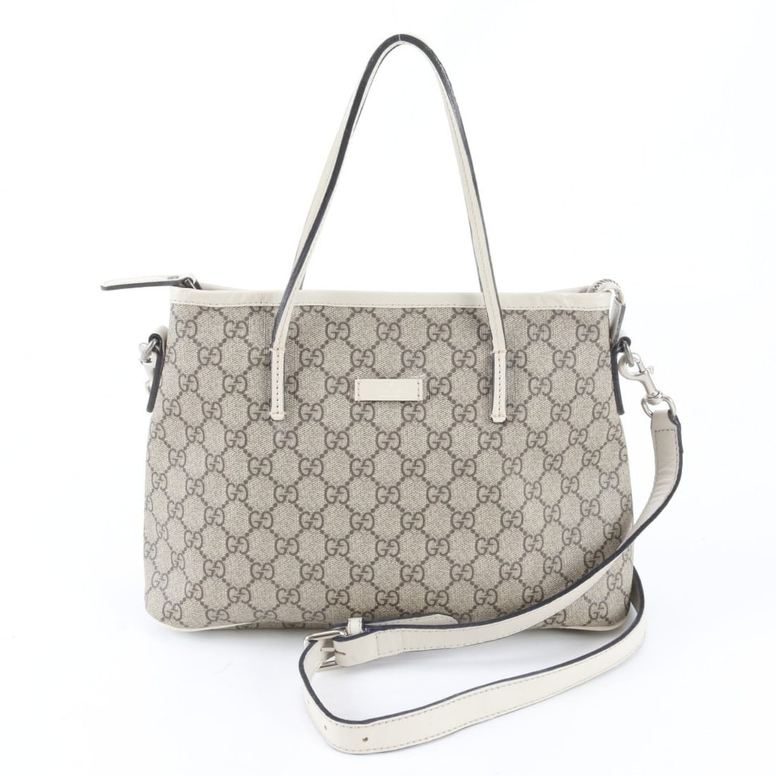 Excellent condition Gucci GG Supreme 353440 leather 2-way shoulder bag, crossbody handbag, tote bag: --- Catalog ---Category: SizeSize (HxWxD): 21cm x 31cm x 11cm / 8.26'' x 12.2'' x 4.33''Strap Length: 117cm / 46.06''Handle Length: 37cm / 14.56''Category: DesignType: Handbag, Shoulder bagColor: Beig
