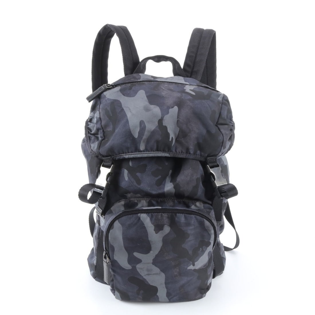 Prada Tessuto Nylon Camouflage Pattern Backpack/Shoulder Bag/Handbag for Men: --- Catalog ---Category: SizeSize (HxWxD): 35cm x 25cm x 14cm / 13.77'' x 9.84'' x 5.51''Strap Length: 96cm / 37.79''Handle Length: 21cm / 8.26''Category: DesignType: Backpack, HandbagColor: Black, Ca