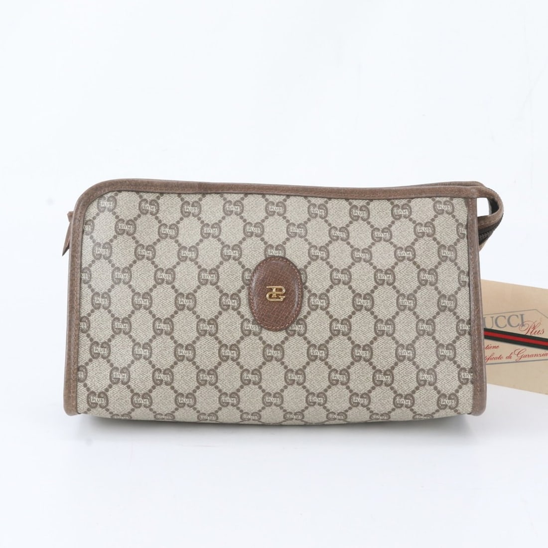 Excellent condition Gucci GG Plus Supreme leather clutch/handbag/pouch, brown, men's.: --- Catalog ---Category: SizeSize (HxWxD): 16cm x 28cm x 8cm / 6.29'' x 11.02'' x 3.14''Category: DesignType: Clutch bag, Handbag, PouchColor: Beige, BrownGender: MenMaterial: Leather , GG Supreme Cat
