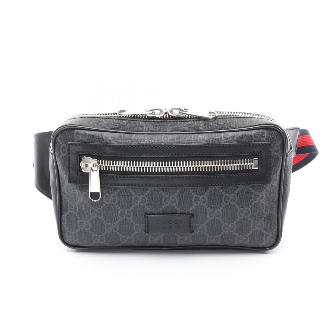 Gucci Soft GG Supreme Sherry Line Waist Bag/Handbag, Coated Canvas and Leather, Men's, Black/Gray,: --- Catalog ---Category: SizeSize (HxWxD): 14cm x 23.5cm x 5cm / 5.51'' x 9.25'' x 1.96''Category: DesignType: Fanny packColor: Black, GrayGender: MenMaterial: PVC , Coated canvas , Leather Category: 