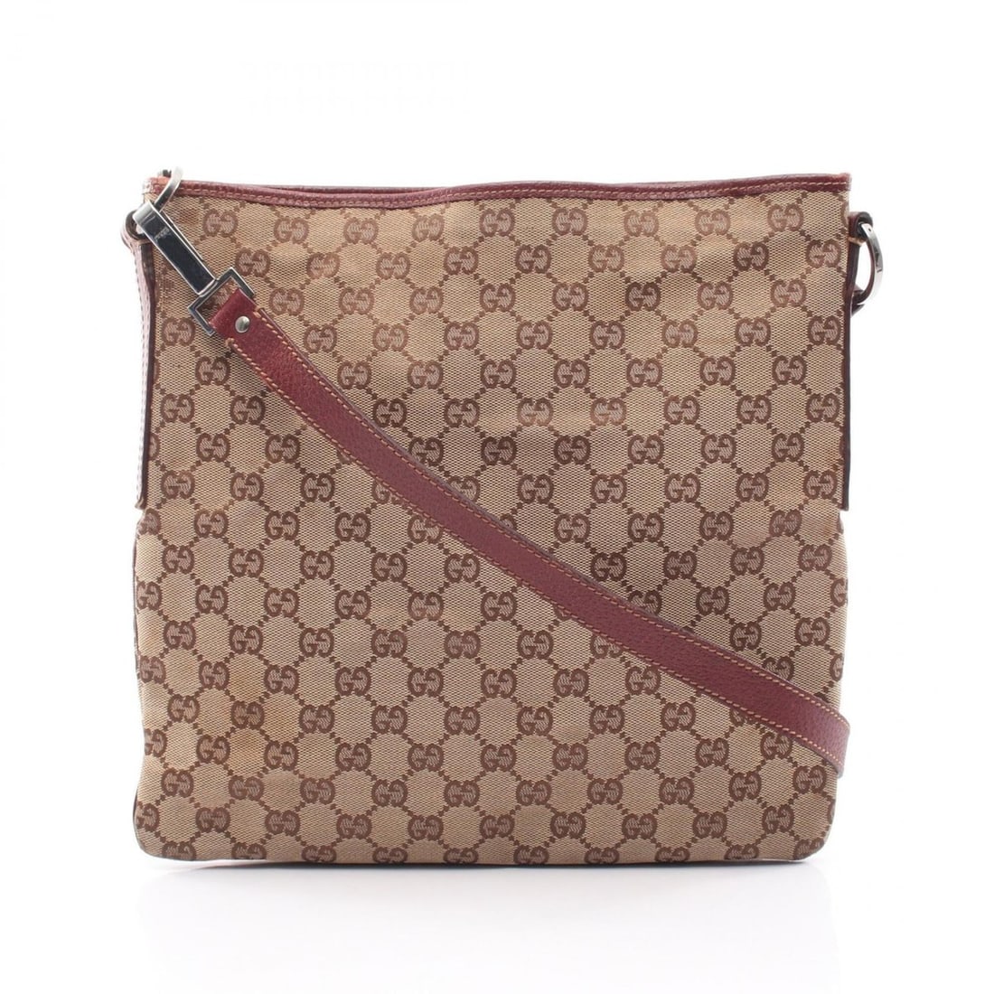 Gucci GG Canvas Shoulder Bag/Handbag, and Leather, Women's, Beige/Burgundy, 113013: --- Catalog ---Category: SizeSize (HxWxD): 30cm x 31cm x 2cm / 11.81'' x 12.2'' x 0.78''Category: DesignType: Shoulder bagColor: Beige, BordeauxGender: WomenMaterial: Canvas , Leather Category: Genera