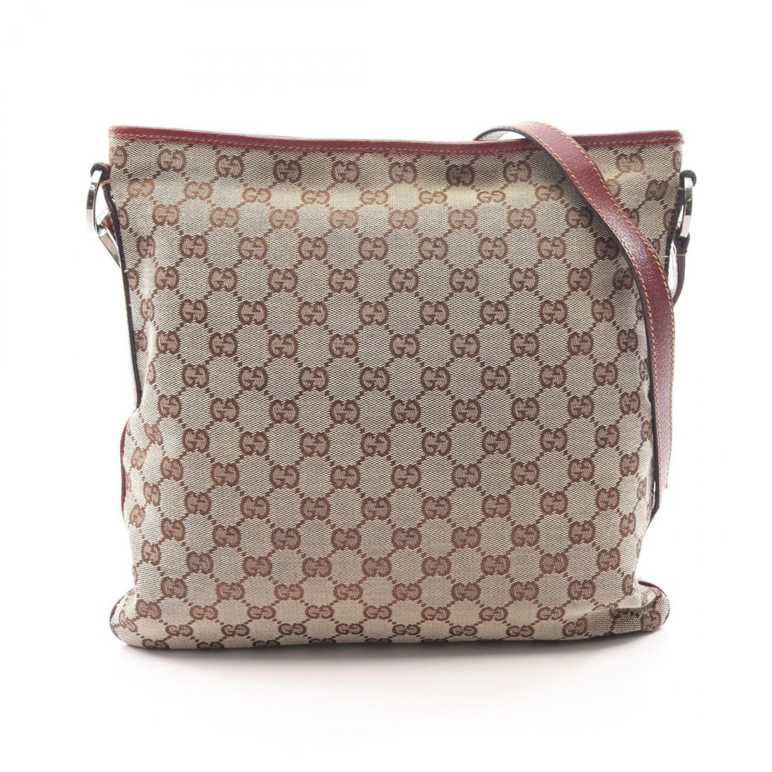 Gucci GG Canvas Shoulder Bag/Handbag, and Leather, Women's, Beige/Burgundy, 113013: --- Catalog ---Category: SizeSize (HxWxD): 30cm x 31cm x 2cm / 11.81'' x 12.2'' x 0.78''Category: DesignType: Shoulder bagColor: Beige, BordeauxGender: WomenMaterial: Canvas , Leather Category: Genera