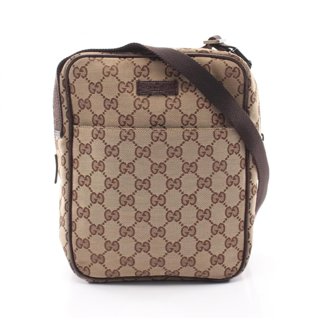 Gucci GG Canvas Shoulder Bag/Handbag, and Leather, Men's/Women's, Beige/Brown, Item No. 122759: --- Catalog ---Category: SizeSize (HxWxD): 23cm x 18cm x 8cm / 9.05'' x 7.08'' x 3.14''Category: DesignType: Shoulder bagColor: Beige, BrownGender: Men,WomenMaterial: Canvas , Leather Category: Genera