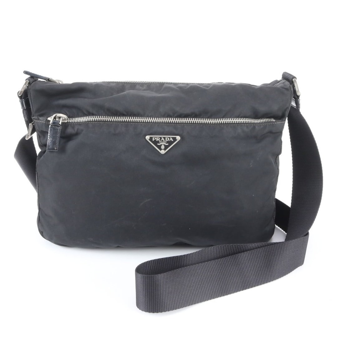Excellent condition Prada Tessuto nylon and leather shoulder bag with triangle logo, crossbody (1 of 18)