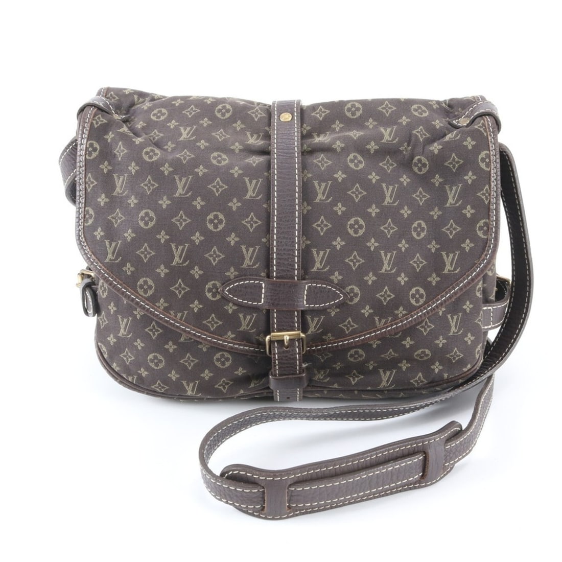 Excellent condition Louis Vuitton Monogram Mini Lin Saumur 30 M95227 Leather Shoulder Bag Crossbody: --- Catalog ---Category: SizeSize (HxWxD): 23cm x 30cm x 15cm / 9.05'' x 11.81'' x 5.9''Strap Length: 125cm / 49.21''Category: DesignType: Handbag, Shoulder bagColor: Ebene, MonogramGender: WomenMater