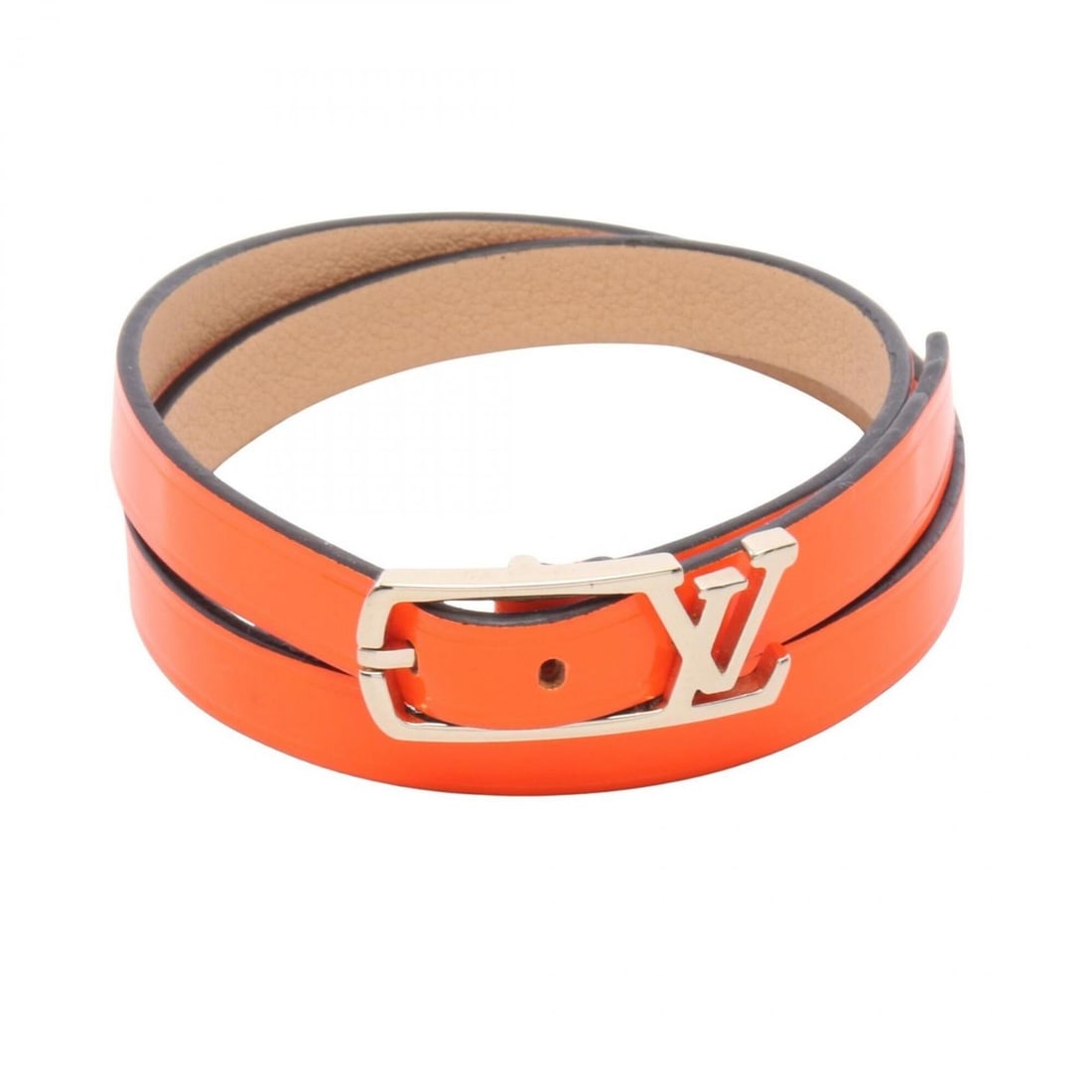 Louis Vuitton Bracelet Neo Gram, enamel leather, women's, orange.: --- Catalog ---Category: SizeLength: 18.5cm / 7.28''Category: DesignType: Charm braceletColor: OrangeGender: WomenMaterial: LeatherLeather/Fur Type: Enamel LeatherCategory: GeneralBrand: Louis Vuitton